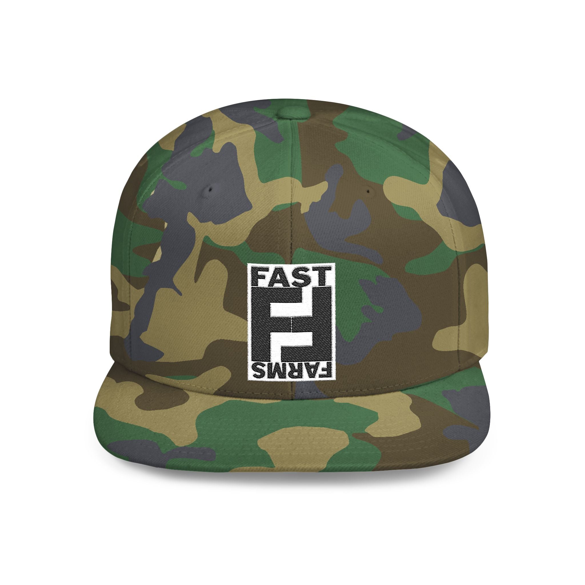 Fast Farms Flat Bill Snapback Cap | White or Camo
